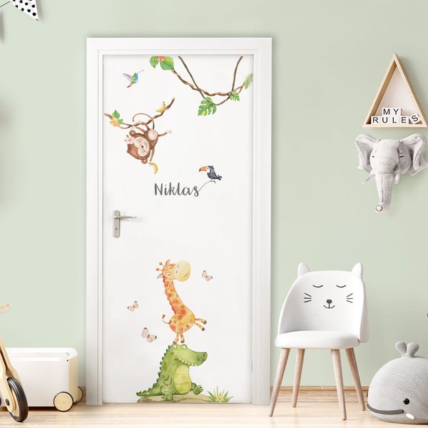 Adesivo per porta Adesivo da parete animali Safari adesivo da parete per camera dei bambini adesivo per porta adesivo da parete per cameretta dei bambini decorazione da parete DL876