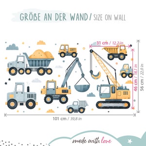 Wandsticker Bagger Fahrzeuge Set Wandtattoo für Kinderzimmer Baustelle Wandaufkleber für Babyzimmer Junge Wanddeko DL5046 Bild 2