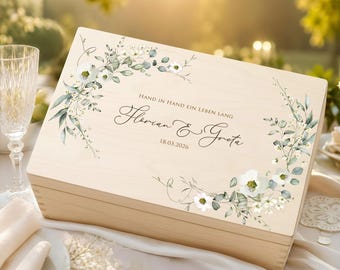 Personalized wedding box with names, wooden box, wedding keepsake box, gift for the bride and groom, custom wedding gift XHL1261