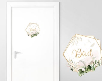 Grandora Türaufkleber Bad mit Orchideen Wandsticker selbstklebend WC Wandaufkleber Toilette Wandtattoo Badezimmer Aufkleber Sticker DL736