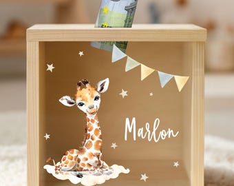 Personalized piggy bank, children's piggy bank, wooden piggy bank, birth gift, baby gifts, baby money box, christening gift YHL1035