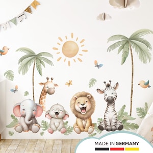 Adesivo da parete Leone della giungla Elefante per la cameretta dei bambini Animali da safari Adesivo da parete Zebra Cameretta per bambini Boho Adesivo da parete Decorazione autoadesiva DL5064