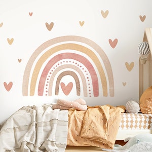 Boho rainbow wall sticker watercolor for children's room wall sticker for baby room hearts wall sticker bedroom self-adhesive decoration DL5008