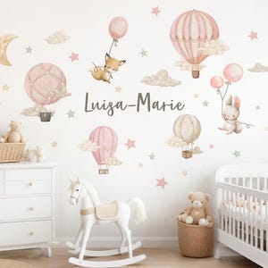 Wall sticker animals personalized hot air balloon fox wall sticker for children's room mouse with name wall sticker baby room wall decoration DL5121