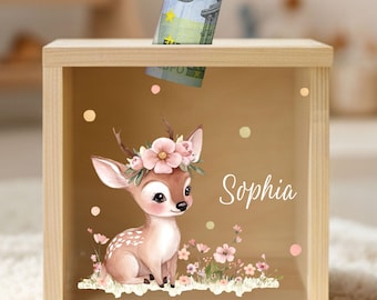 Personalized wooden money box for children, baby money box, piggy bank, baby gift, birthday gift, birth gift, christening gift YHL1006