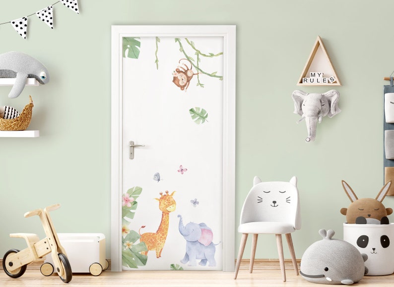 Door sticker with name wall sticker for baby room wall sticker safari animals children's room wall sticker self-adhesive wall decoration DL878 image 2