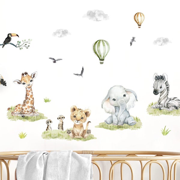 Wall decal wall sticker children's room boys girls baby safari animals wall decoration lion zebra baby room mural children's wall sticker DL695