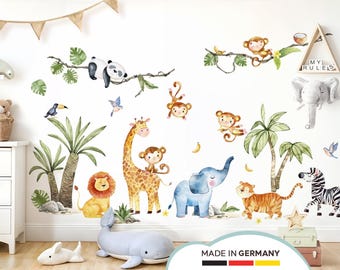 Safari Animals Wall Stickers for Children's Room, Lion, Elephant, Baby Wall Decal, Giraffe, Self-Adhesive Decor for Baby Room DL5113