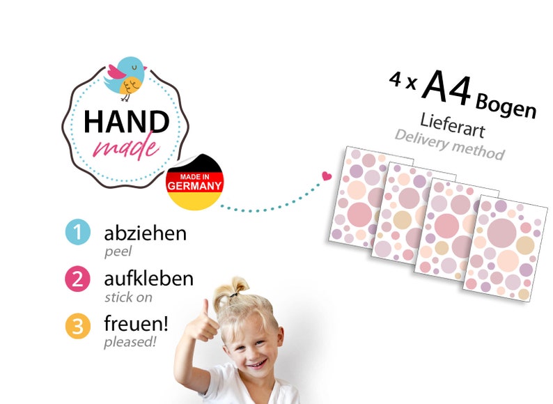 Punkte Set 120 Stück Wandsticker für Kinderzimmer Kreise Klebepunkte altrosa Wandtattoo Babyzimmer Wandaufkleber selbstklebend DL909 zdjęcie 3