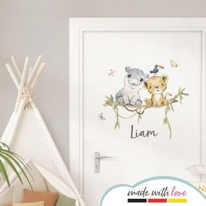 Door sticker Safari animals wall sticker for children&#39;s room personalized wall sticker for baby room wall sticker with name self-adhesive DL996