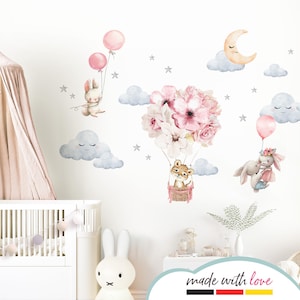 Wall sticker wall decal children&#39;s room girl baby lion animals wall decoration rabbit safari baby room balloon mural children wall sticker DL696