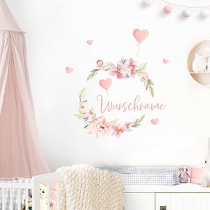Flower tendril with name wall sticker for children's room wall sticker baby room wall sticker desired name decoration self-adhesive DL861