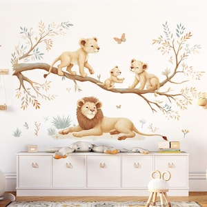 Jungle Lion Set Wall Stickers for Baby Room Safari Animals Wall Decal for Children's Room Boho Wall Sticker Decoration Self-Adhesive DL5053