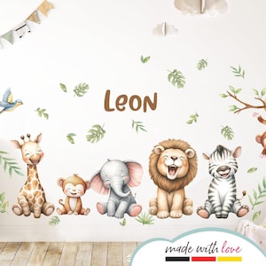 Wall sticker safari animals personalized lion wall sticker for children's room jungle animals with name wall sticker baby room wall decoration DL5068