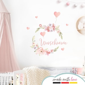 Flower tendril with name wall sticker for children's room wall sticker baby room wall sticker desired name decoration self-adhesive DL861