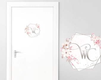 Grandora pegatina para puerta de baño con zarcillo de flores, pegatina de pared autoadhesiva, pegatina de pared para baño, pegatina de pared para inodoro, pegatina para baño, rosas DL733