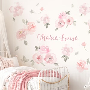 Wall sticker flowers with name wall sticker for children's room personalized plants wall sticker for baby room bedroom wall decoration DL5012 image 1