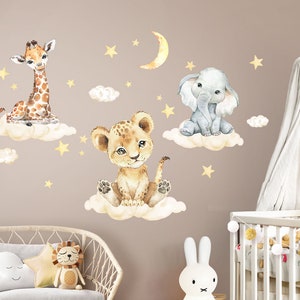 Wall sticker for children's room jungle animals on clouds safari wall sticker for baby room wall sticker self-adhesive wall decoration DL918