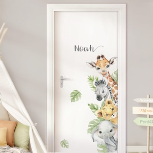 Door sticker Safari animals wall sticker for children's room door sticker for baby room jungle wall sticker wall sticker decoration self-adhesive DL969