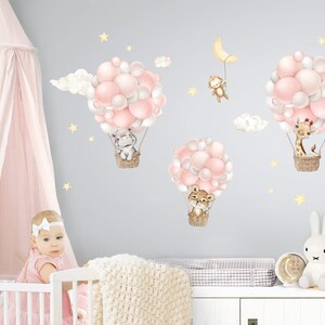 Wall stickers for children's rooms hot air balloons safari animals wall stickers for baby rooms balloons with clouds wall stickers wall decoration DL958 image 1