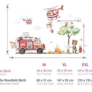 XXL Sticker Set Feuerwehr Wandsticker für Kinderzimmer Tiere Wolken Baum Wandtattoo für Babyzimmer Wandaufkleber selbstklebend Deko DL960 Bild 2