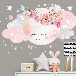 Wall sticker moon & clouds children's room wall decal girls baby decoration room DL240