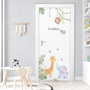 Door sticker with name wall sticker for baby room wall sticker safari animals children's room wall sticker self-adhesive wall decoration DL878 image 1
