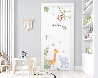 Door sticker with name wall sticker for baby room wall sticker safari animals children's room wall sticker self-adhesive wall decoration DL878