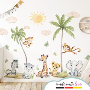 XXL Wall Sticker Set Baby Safari Animals Wall Decal for Children&#39;s Room Wall Sticker for Baby Room Lion Giraffe Self-Adhesive Decoration DL5075