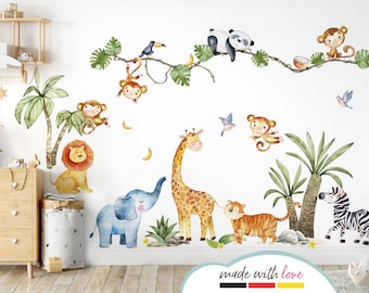 Muurstickers met safaridieren, muurdecoratie voor kinderkamers en babykamers, muurstickers voor decoratie DL800