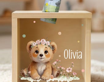 Personalized children's money box, wooden money box, money box for girls, birthday gift, baby gifts, birth & christening gift YHL1008