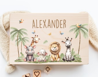 Coffret souvenir personnalisé animaux du safari pour bébé – Cadeau
