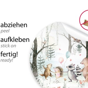 runder Wandaufkleber Waldtiere Tiere Wald & Ballons Wandsticker Babyzimmer Junge Wandtattoo Kinderzimmer Deko Kinder DL635 imagem 7