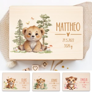 Caja de recuerdos personalizada para bebé: regalo de nacimiento, bautizo, caja con nombre, caja de recuerdos para bebés, caja de madera, XHL1010