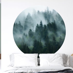 round sticker landscape fir wall sticker living room wall sticker hallway mountains decoration wall sticker meditation bedroom DL648 image 2