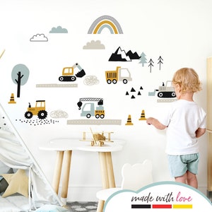 Wall Sticker Vehicles Set for Children's Room Road Excavator Car Wall Decal Baby Room Wall Sticker Wall Decoration DL912