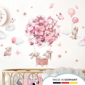 Wall sticker hot air balloon flowers butterflies wall sticker animals with balloon children's room wall decoration DL820