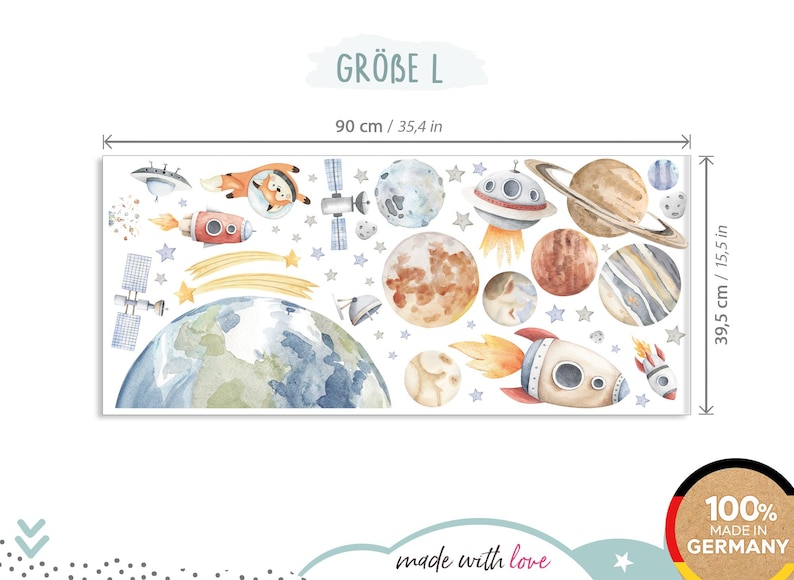 Wall stickers Solar System XXL set Wall decal for children's room Space wall sticker for baby room Planets Stars self-adhesive DL5115 image 3