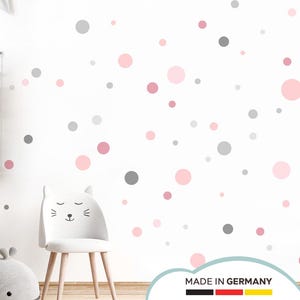 Pegatinas de pared con círculos para habitación infantil, 172 unidades, puntos adhesivos, rosa y gris, DL980