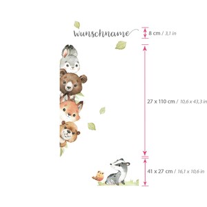 Türsticker Waldtiere Wandsticker für Kinderzimmer Wandtattoo Türaufkleber Babyzimmer Wandaufkleber selbstklebend DL880 zdjęcie 3