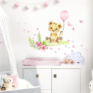 Wall sticker children&#39;s room girl baby lion animals wall decoration safari baby room balloon mural children wall sticker DL693