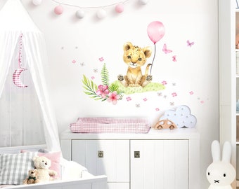 Sticker mural mural autocollant chambre d’enfants fille bébé lion animaux décoration murale Safari chambre bébé ballon murale enfants autocollant mural DL693