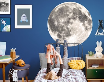 Wandtattoo Wandsticker Kinderzimmer Vollmond Wanddeko rund Spielzimmer Sticker Mond Kinder Wandaufkleber Wandbild Kind selbstklebend DL708