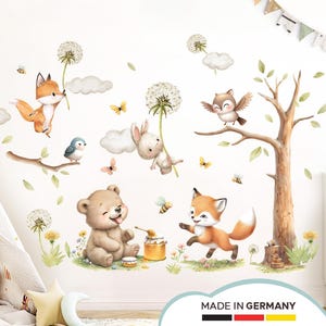 XXL forest animals set wall sticker for children's room bear wall sticker for baby room fox wall sticker trees decoration self-adhesive DL5065