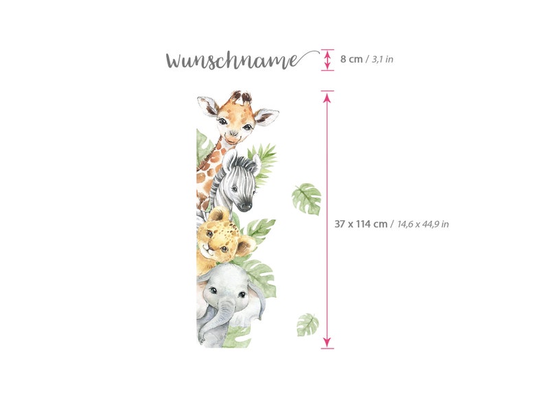 Türsticker Dschungeltiere Wandtattoo für Kinderzimmer Wandsticker Babyzimmer Türaufkleber selbstklebend Wanddeko DL877 zdjęcie 3