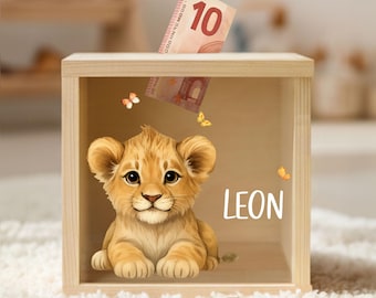 Piggy bank, children's piggy bank, wooden piggy bank, christening gift, personalized piggy bank, birth gifts, back-to-school gift YHL1045