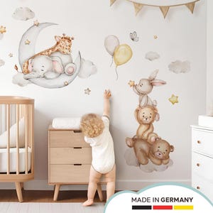 Boho animals & moon wall sticker for children's room balloon bear wall sticker for baby room rabbit wall sticker self-adhesive decoration DL5118