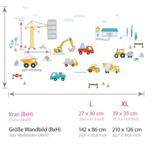 Autocollant mural véhicules de pelle, autocollant mural pour chambre d'enfant, autocollant mural de chantier pour chambre de bébé garçon, décoration murale DL959 image 2