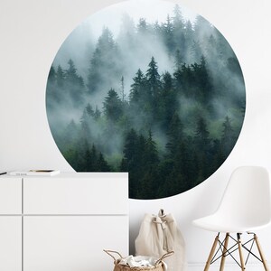 round sticker landscape fir wall sticker living room wall sticker hallway mountains decoration wall sticker meditation bedroom DL648