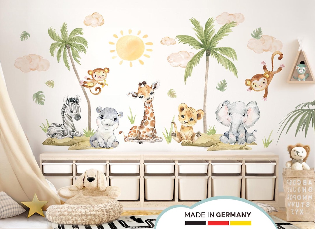 XXL Wall Decal Set Baby Safari Animals Wall Stickers for Children's ...